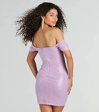 Paulina Sequin Off-The-Shoulder Party Dress