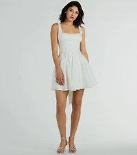 Brenda Low Back Bow Taffeta Skater Dress