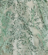 Kyra Glitter Sequin Floral Mesh Skater Dress