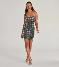 Sophie Scoop Neck Rhinestone Faux Pearl Mini Dress