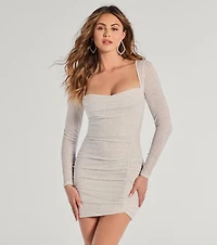Toni Glitter Cowl Neck Mini Dress