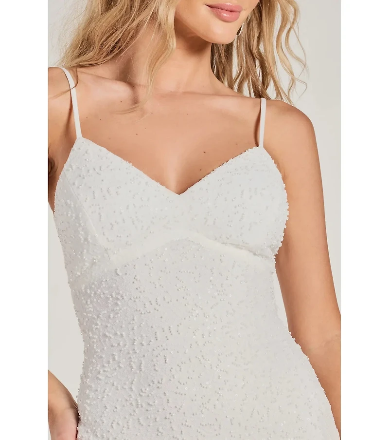 Eve Lace-Up Beaded Sequin Bodycon Mini Dress