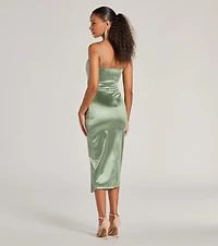 Harriet Formal Satin Corset Midi Dress