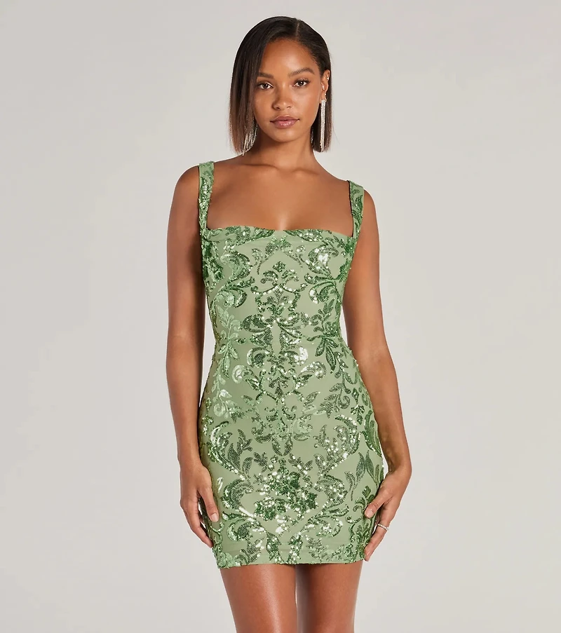Aubree Lace-Up Sequin Party Dress