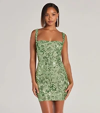 Aubree Lace-Up Sequin Party Dress