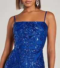 Aitana Lace-Up Bodycon Sequin Mini Dress