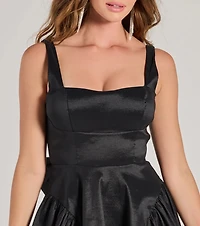 Brenda Low Back Bow Taffeta Skater Dress