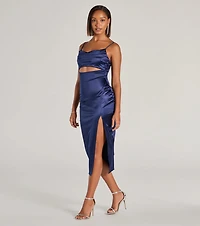 Seona Formal Satin Midi Dress