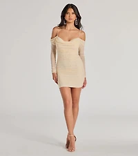 Talia Pearl Mesh Cold-Shoulder Mini Dress