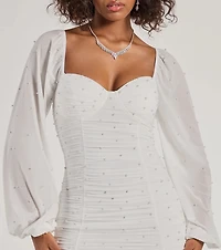 Whitley Pearl Mesh Long Sleeve Mini Dress