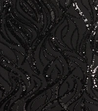 Brea Sequin Beaded Long Sleeve Cowl Back Mini Dress