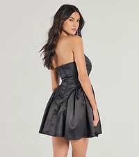 Audrey Strapless Taffeta Skater Dress