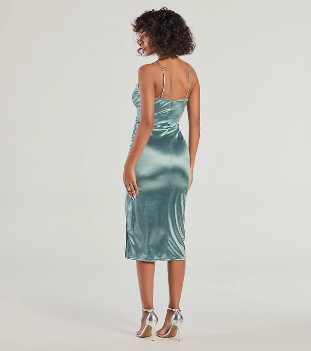 knee length dresses for ladies All Eyes On You Ruby Red Satin Midi Dress  Shop the Mint