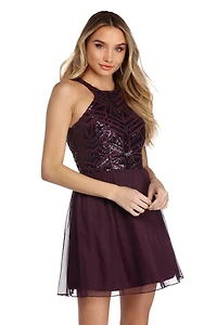 Jaiden Sequin Chevron Dress