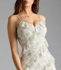 Diana V-Neck Mermaid Floral Ruffle Formal Dress