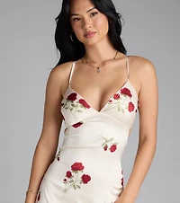Madeline Floral Strappy Back A-Line Formal Dress