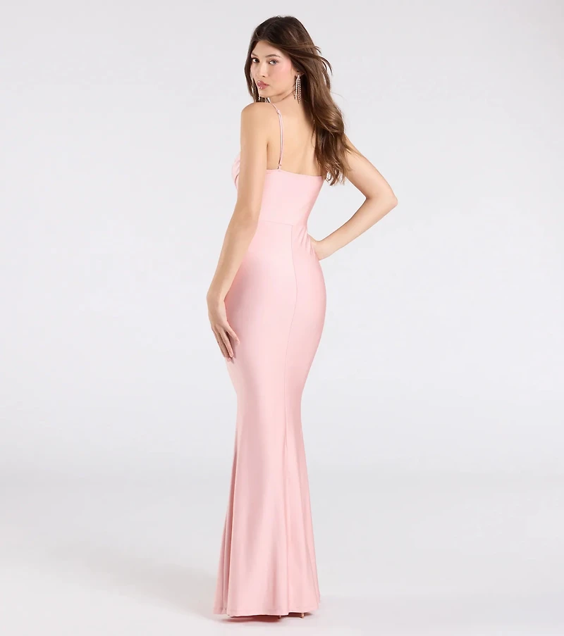 Delia Formal Cowl Neck Long Dress