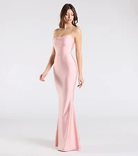 Delia Formal Cowl Neck Long Dress
