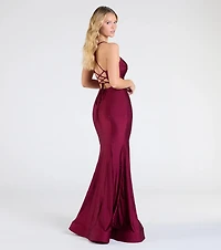 Marva Lace-Up Rhinestone Mermaid Formal Dress