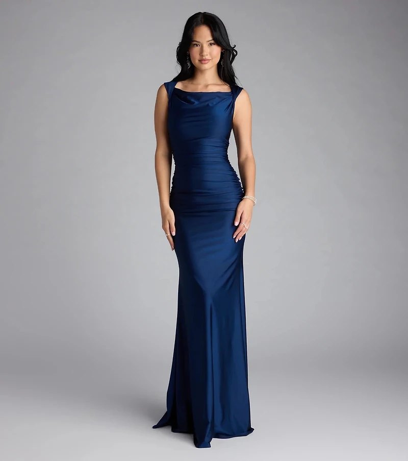 Blanca Boat Neck Mermaid Formal Dress