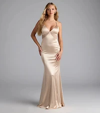 Aimee Strappy Back Mesh Trim Mermaid Formal Dress