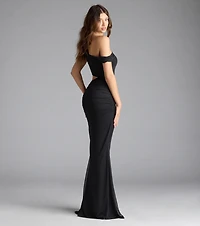 Idella One-Shoulder Cutout Mesh Formal Dress