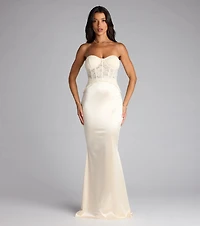 Ciara Lace Corset Satin Mermaid Formal Dress