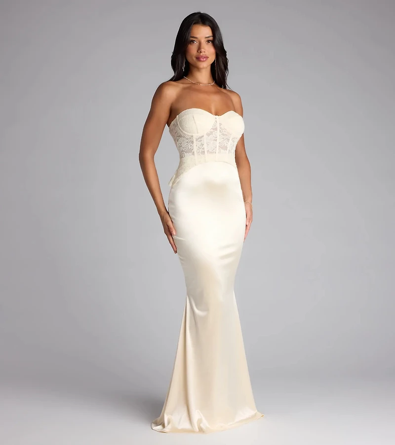 Ciara Lace Corset Satin Mermaid Formal Dress