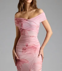 Cornelia Off-The-Shoulder Slit Floral Formal Dress