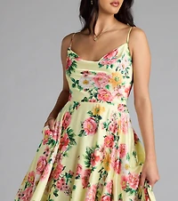 Robina Lace-Up A-Line Floral Satin Formal Dress