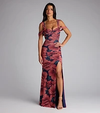 Layla Floral Cold Shoulder Mermaid Formal Dress