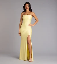 Cheryl Strapless Slit Mermaid Formal Dress
