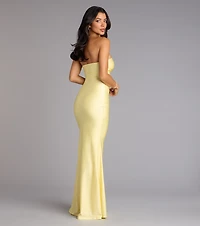 Cheryl Strapless Slit Mermaid Formal Dress