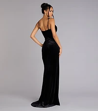 Fia Sleeveless Velvet Wrap Corset Mermaid Dress