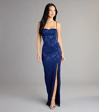 Gabriella Floral Embroidered Tie Back Formal Dress