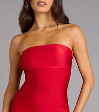 Cheryl Strapless Slit Mermaid Formal Dress