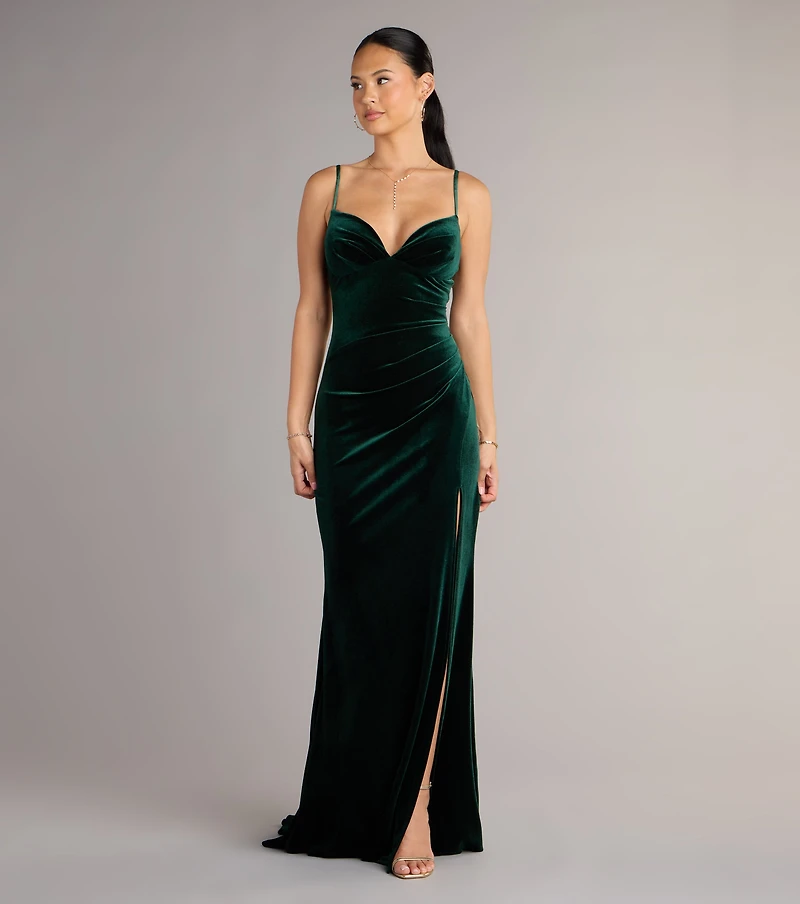 Ariel Velvet Slit Mermaid Formal Dress