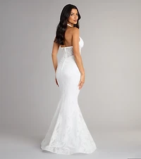 Cadie Halter Corset Slit Lace Formal Dress