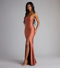 Cheryl Strapless Slit Mermaid Formal Dress