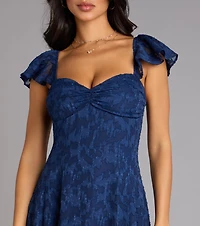 Vittoria Flutter Sleeve A-Line Chiffon Formal Dress