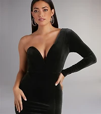 Cheyenne Formal One-Shoulder Velvet Dress