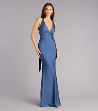 Adrianne Plunge Bow Mermaid Formal Dress