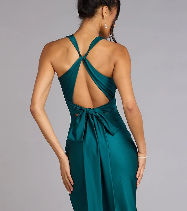 green emerald velvet dress ASHLEYlauren 4788 Off Shoulder Bow A Line Cocktail Dress