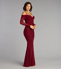 Lindsey Pearl Cold Shoulder Mermaid Formal Dress