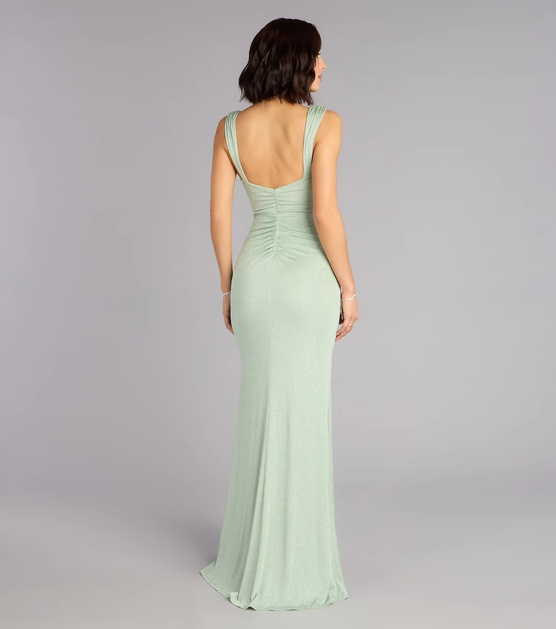 Karly Glitter Slit Mermaid Formal Dress