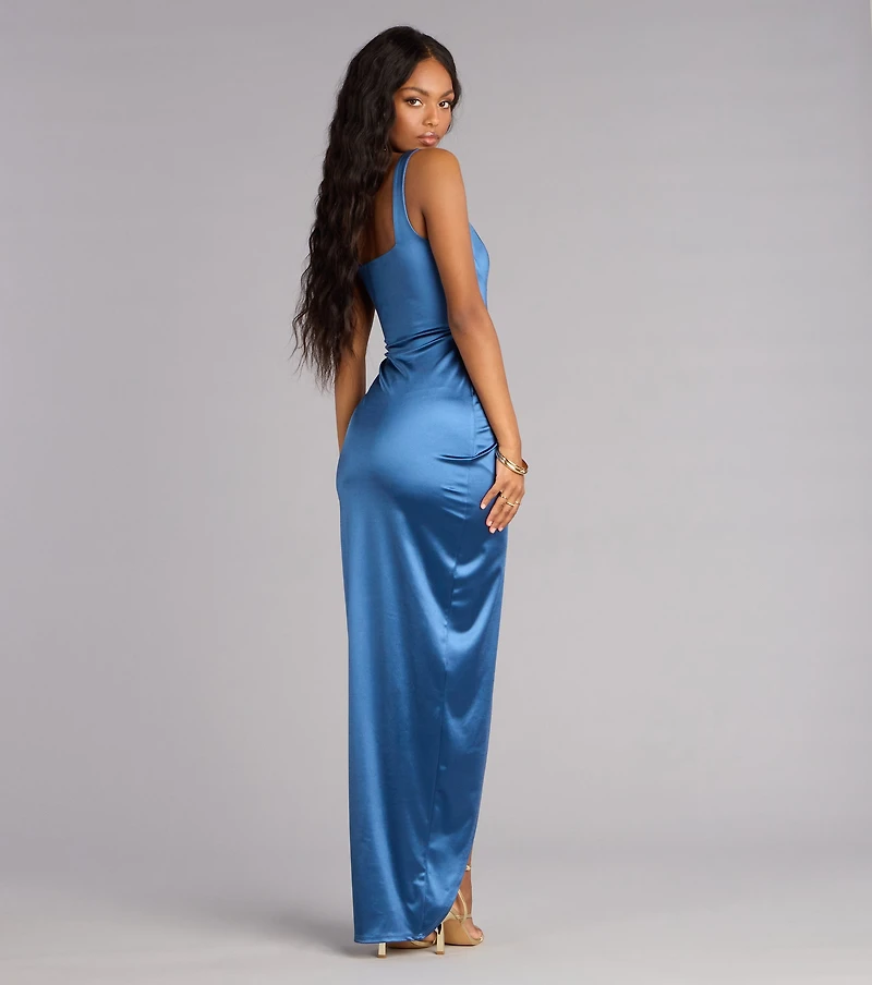 Rebecca Satin Slim-Fit Formal Dress
