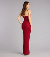 Cassy Rhinestone Slit Formal Dress