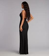 Debbie Floral Rhinestone Mermaid Formal Dress