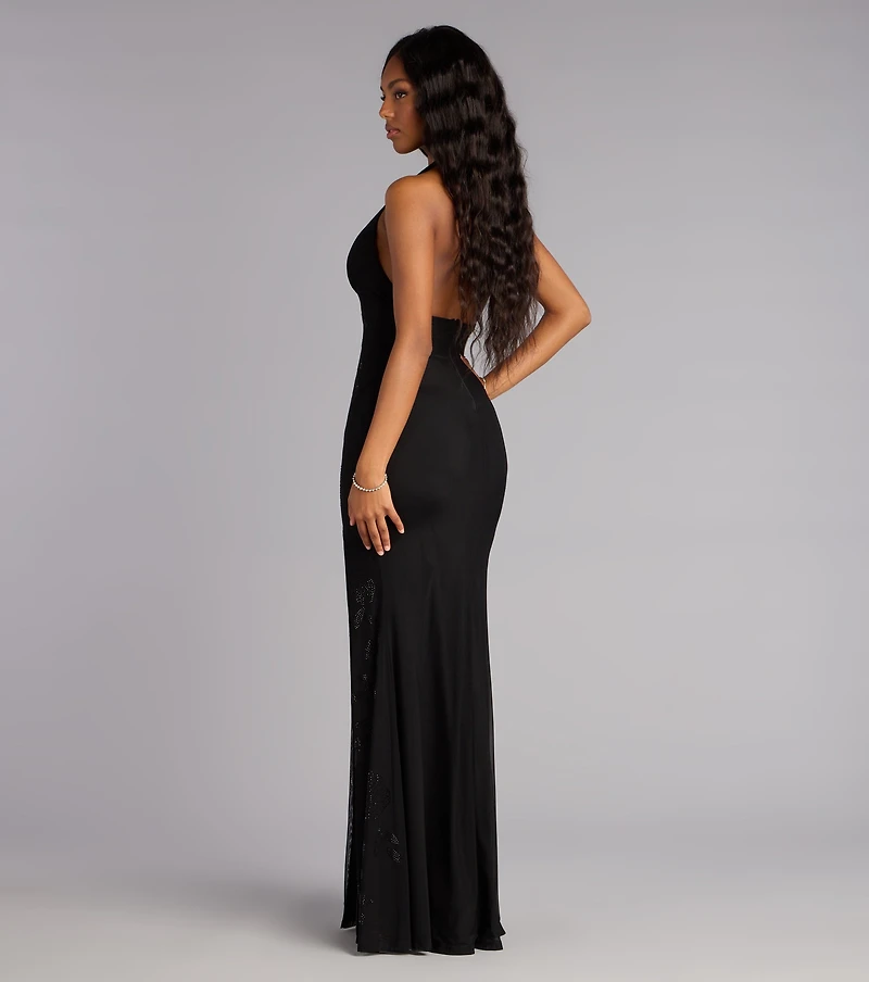 Debbie Floral Rhinestone Mermaid Formal Dress