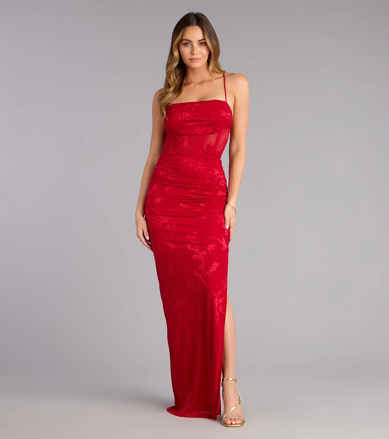 Sydney Lace Corset Mermaid Slit Formal Dress
